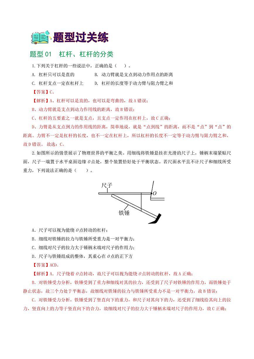 专题13 简单机械（10题型）（练习）（解析版）第2页
