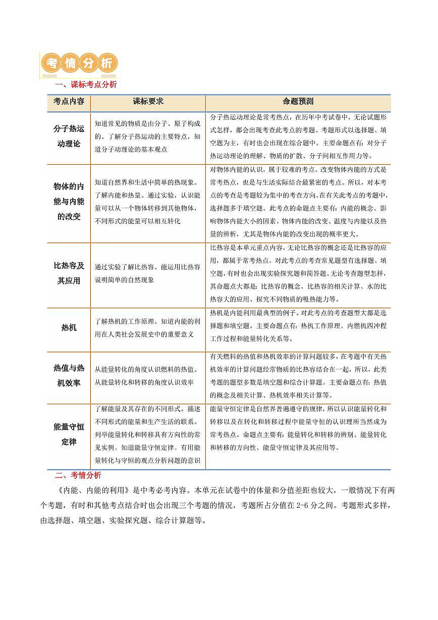 专题05 内能、内能的利用（讲义）（原卷版）第2页