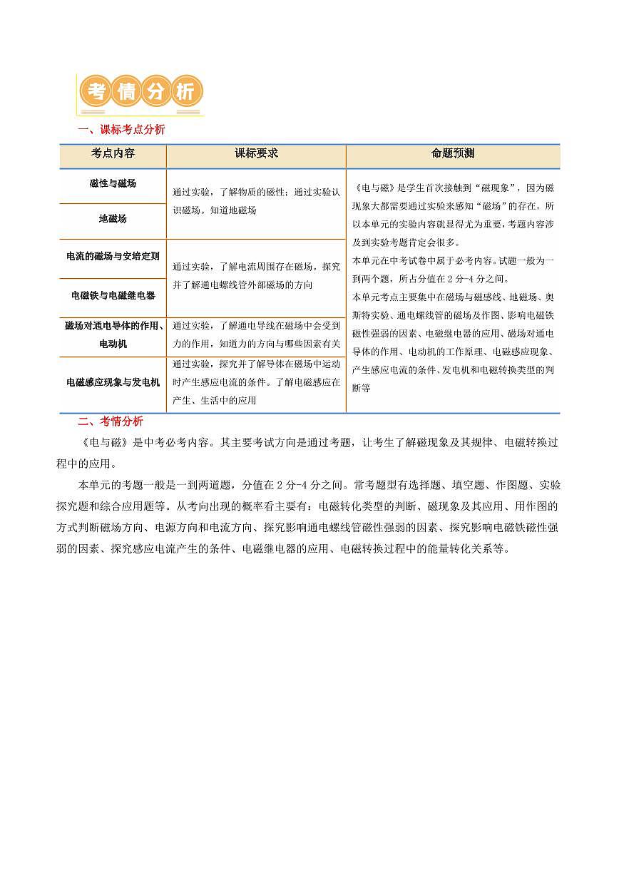 专题20 电与磁（5考点+12考向）（讲义）（解析版）第2页