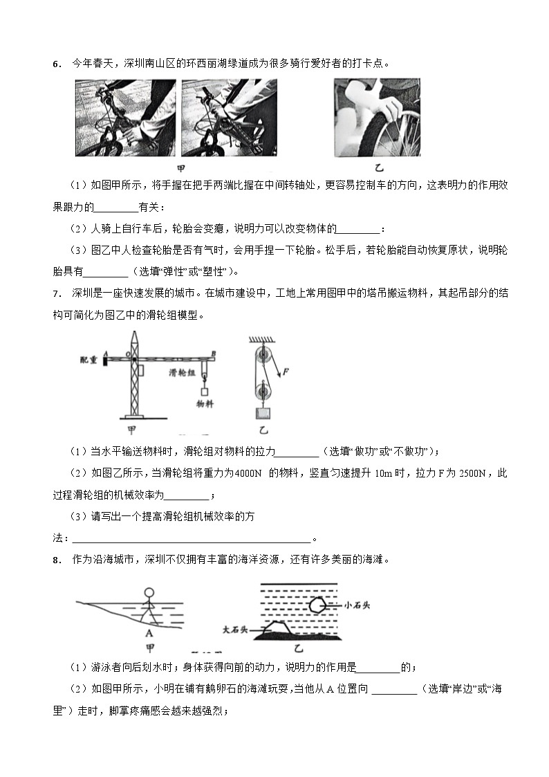 广东省深圳市南山区2024-2025年八年级下学期期末考试物理试卷第3页