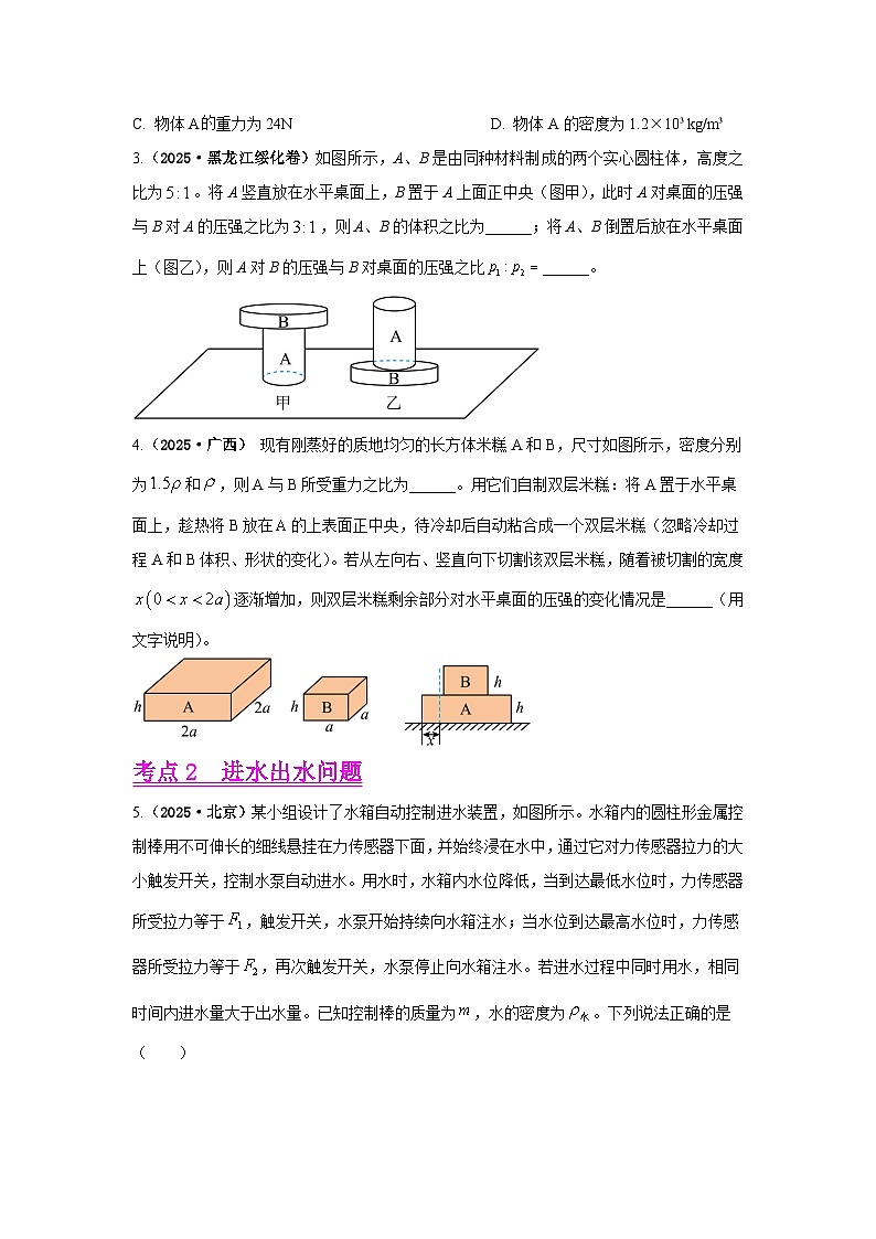 专项一 压强浮力综合、热力学综合（第02期）（原卷版）第2页