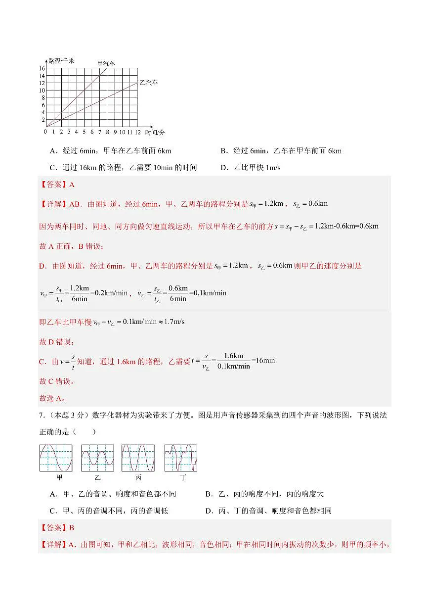 暑假第一阶段测试卷(测试范围：人教版：第1章~第3章)(解析版)第3页