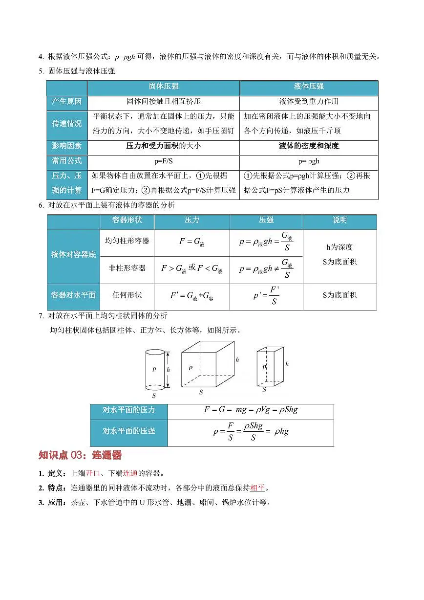 专题02 压强(复习)(原卷版)第3页