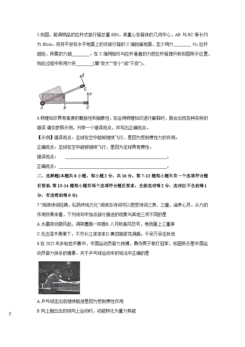 河南省许昌市禹州市2024-2025学年八年级下学期下6月期末真题物理试卷第2页