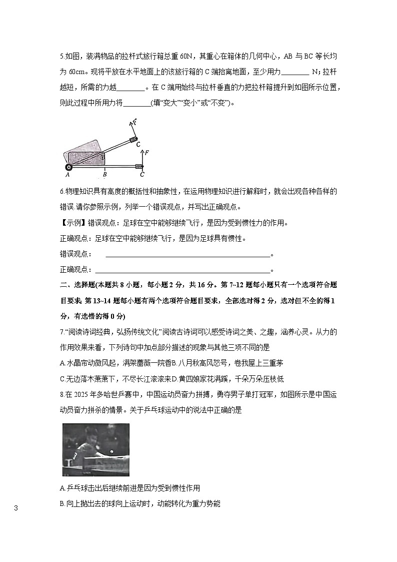 河南省许昌市禹州市2024-2025学年八年级下学期下6月期末真题物理试卷第2页