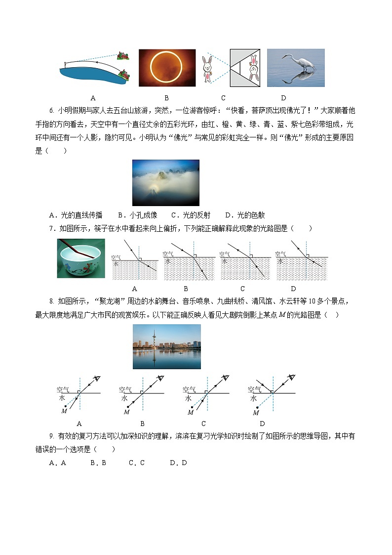 人教版八年级物理上册 第四章 光现象（单元测试卷）第2页