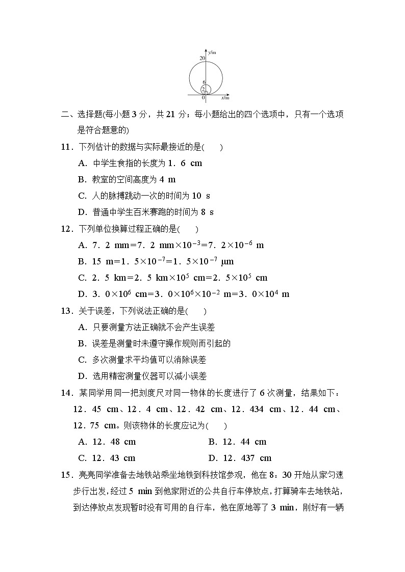 2024-2025学年八年级物理上册 第一章 单元测试卷（沪科安徽版）第3页