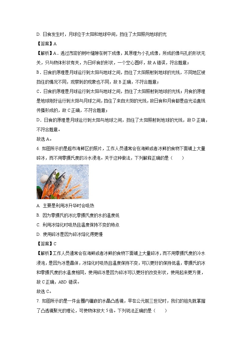 【物理】山西省朔州市右玉县某校月考2024-2025学年八年级上学期12月月考试题（解析版）第3页
