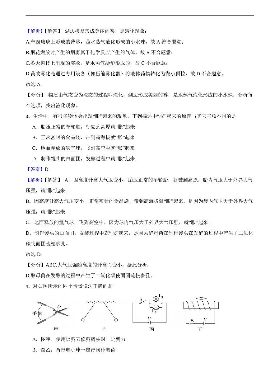 四川省南充市2025年中考物理试题及同步解析第2页