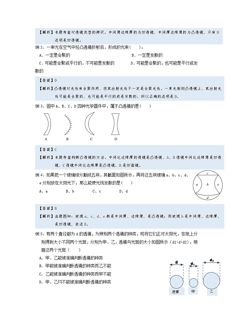 初中 物理 竞赛专区 八年级上册学案版块5 透镜 专题5-1 透镜类型判断（解析版）第2页