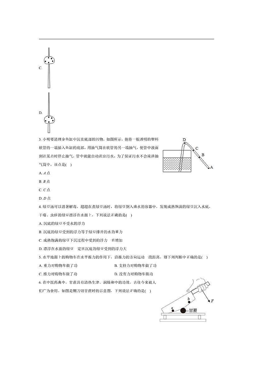 2024～2025学年甘肃省陇南市西和县八年级(下)期末物理试卷(含解析)第2页