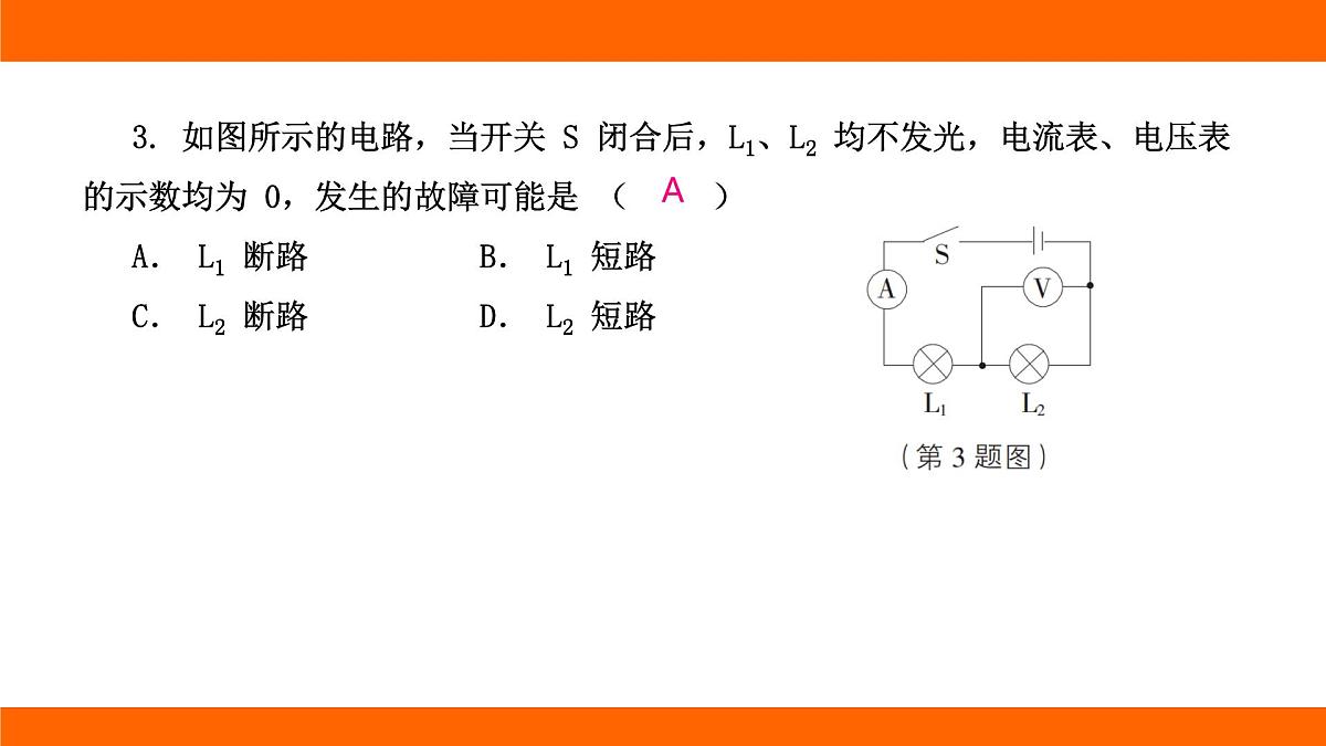 2025-2026学年度北师大版物理九年级上册第一十二章 欧姆定律 专项集训  简单电路故障分析 课件 （含答案解析）第5页