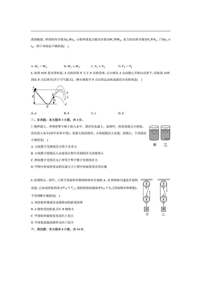 2024～2025学年河南省安阳市林州市八年级(下)期末物理试卷(含解析)第2页