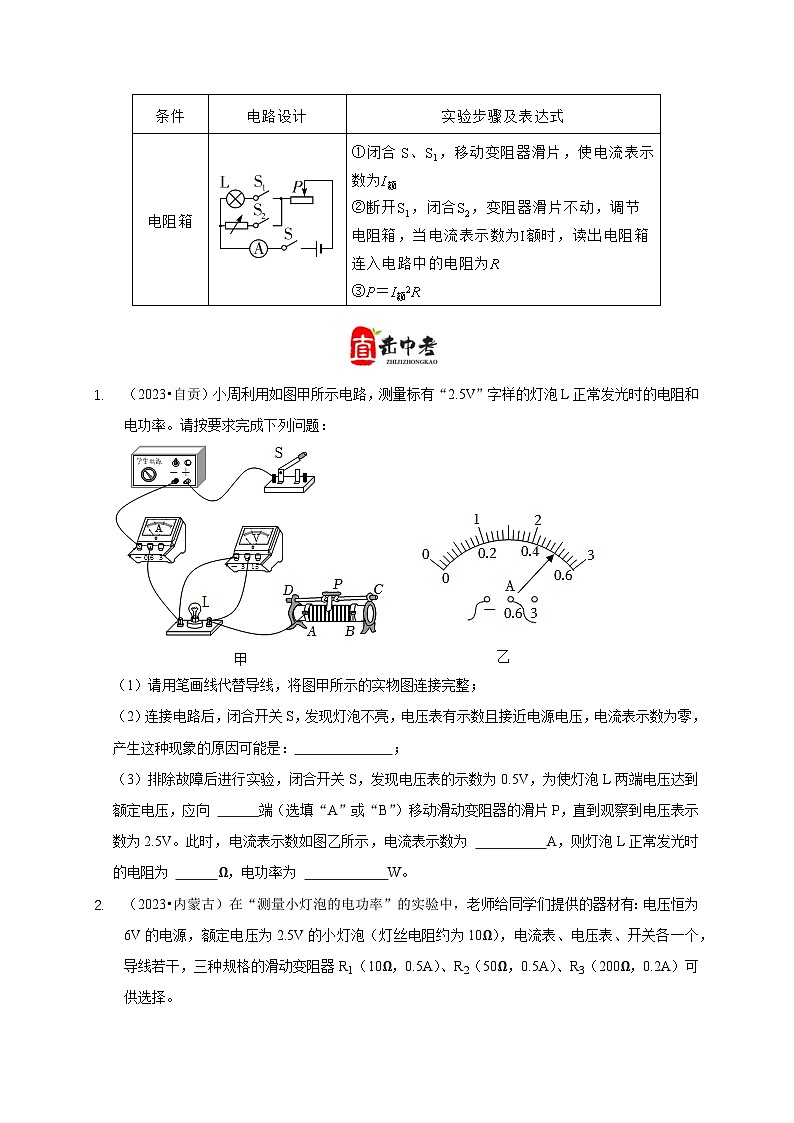 专题18 伏安法测电功率 其它方法测电功率（原卷版）第3页