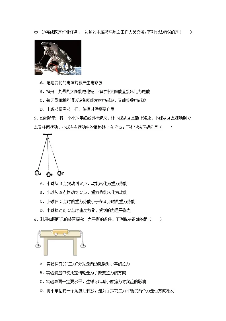 2025年湖北省武汉市新洲区部分学校中考二模物理试题（附答案解析）第2页