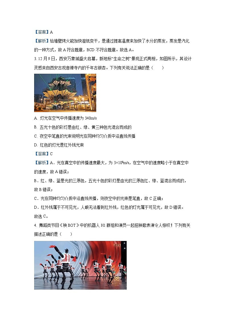 2025年陕西省西安市中考第五次适应性训练物理试题（解析版）第2页