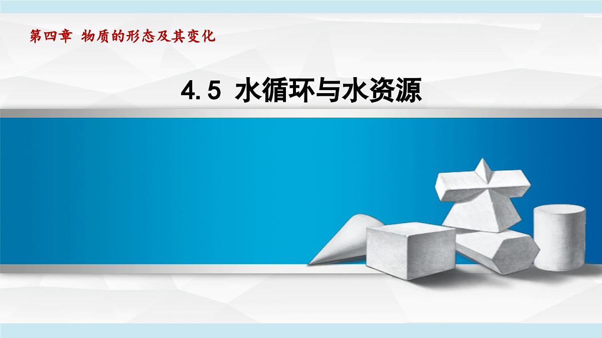 沪粤版八年级物理上册  4.5 水循环与水资源（第四章 物质的形态及其变化  学习、上课课件）第1页