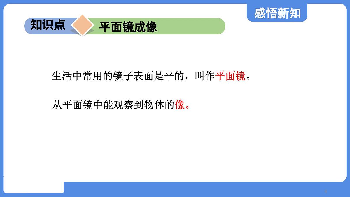 苏科版八年级物理上册  第二章 第三节 平面镜（学习、上课课件）第6页