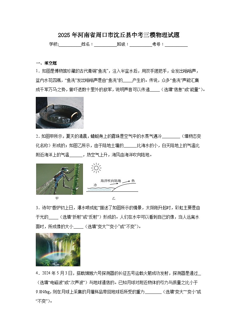 2025年河南省周口市沈丘县中考三模物理试题（附答案解析）第1页