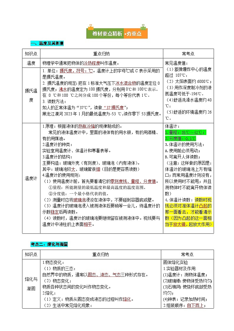第十一章 物态变化（复习讲义）（解析版）.九年级物理上册单元复习系列（鲁科版（五四学制）2024）第2页
