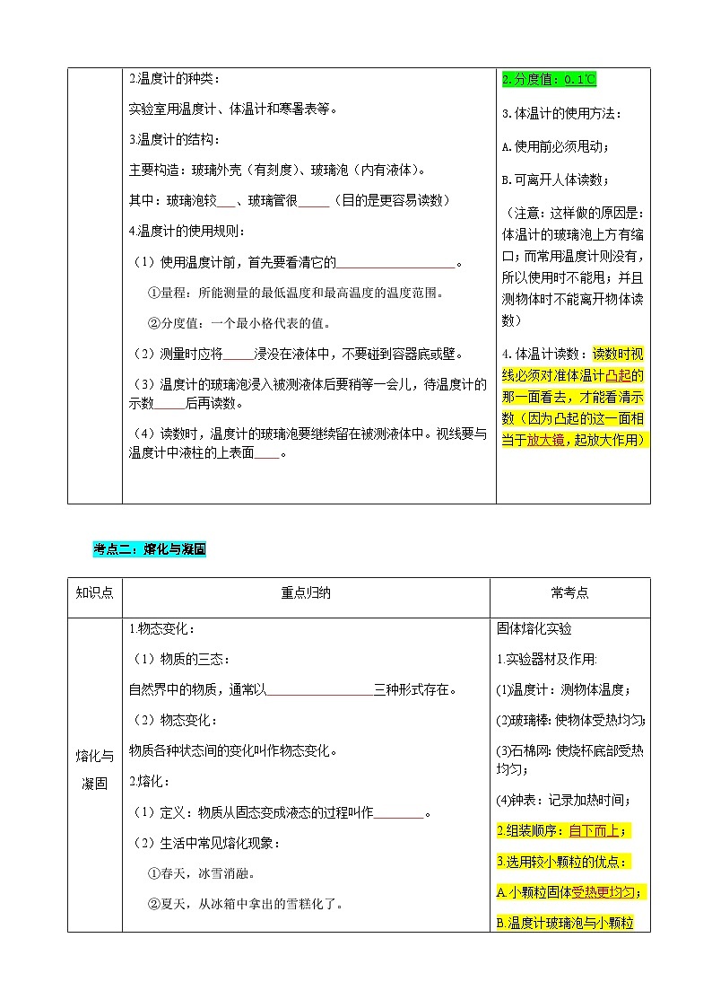 第十一章 物态变化（复习讲义）（原卷版）.九年级物理上册单元复习系列（鲁科版（五四学制）2024）第3页