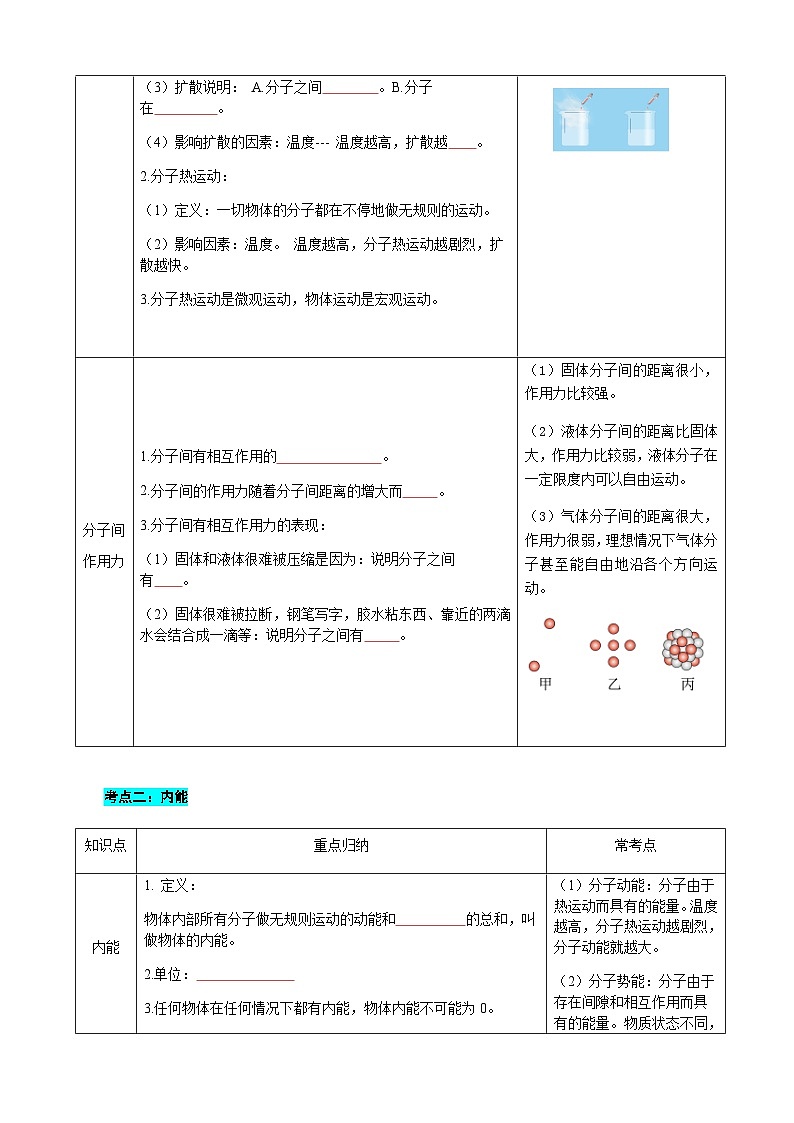 第十二章 内能与热机（复习讲义）（原卷版）.九年级物理上册单元复习系列（鲁科版（五四学制）2024）第3页