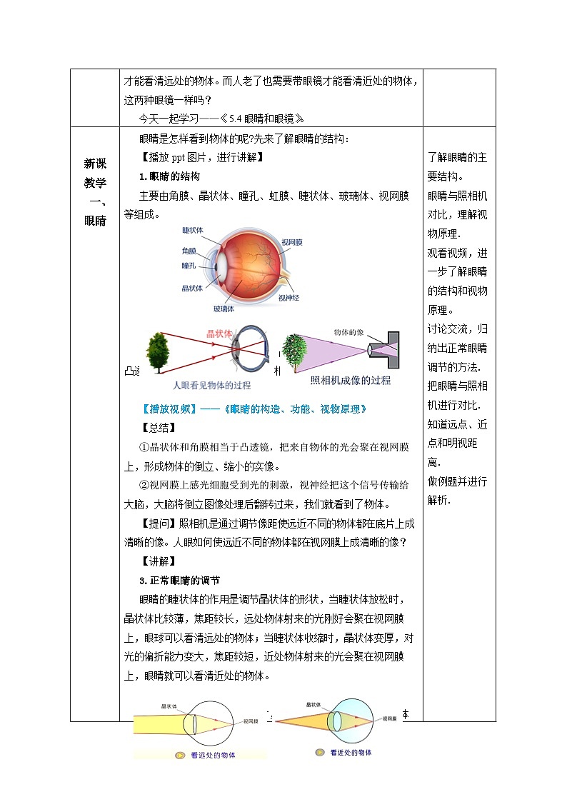 （2025秋季）人教版八年级物理上册5.4 眼睛和眼镜（教案）第2页