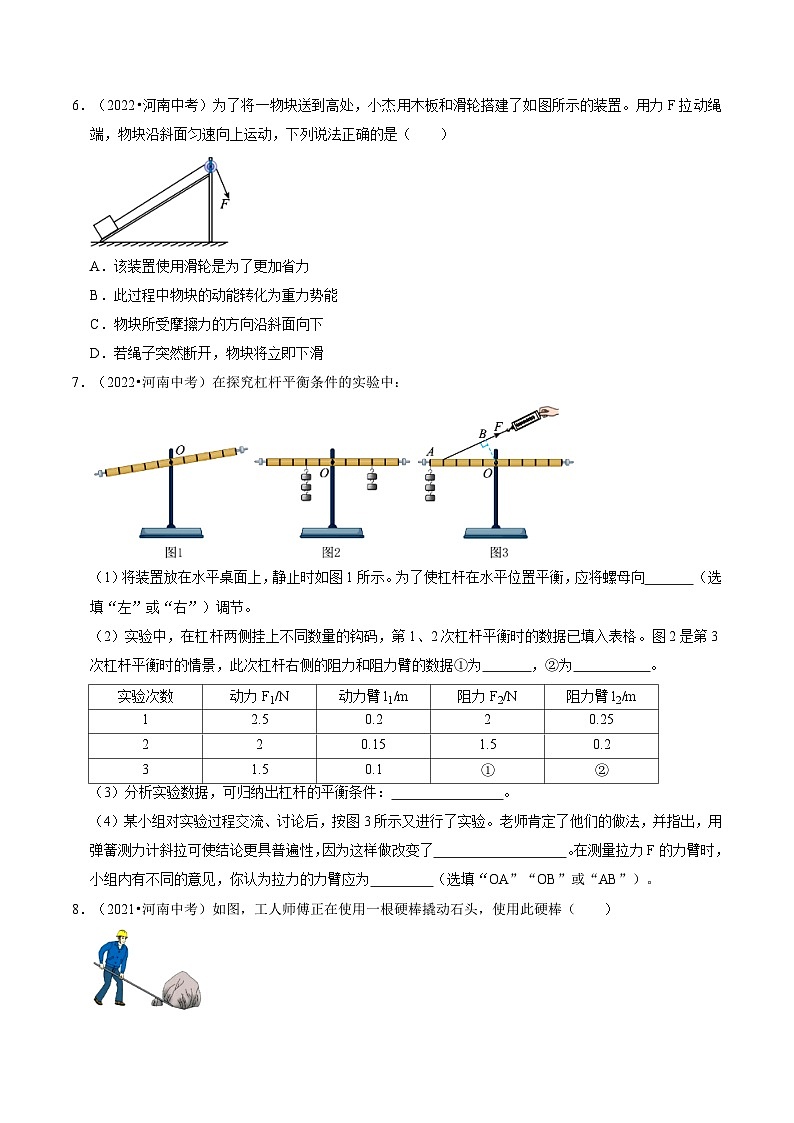 专题10 简单机械（河南专用）（原卷版）第3页