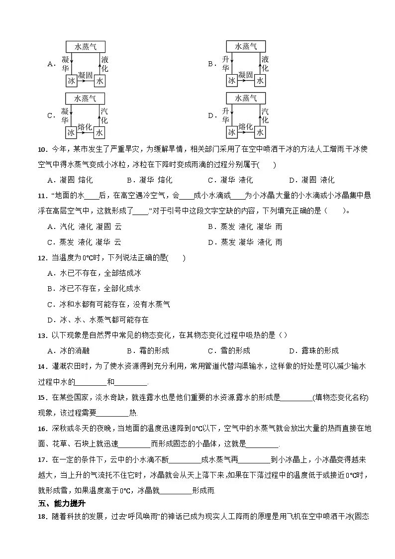 2025-2026苏科版（2024）物理八年级上册课堂同步4.5 水循环训练（有答案）第2页