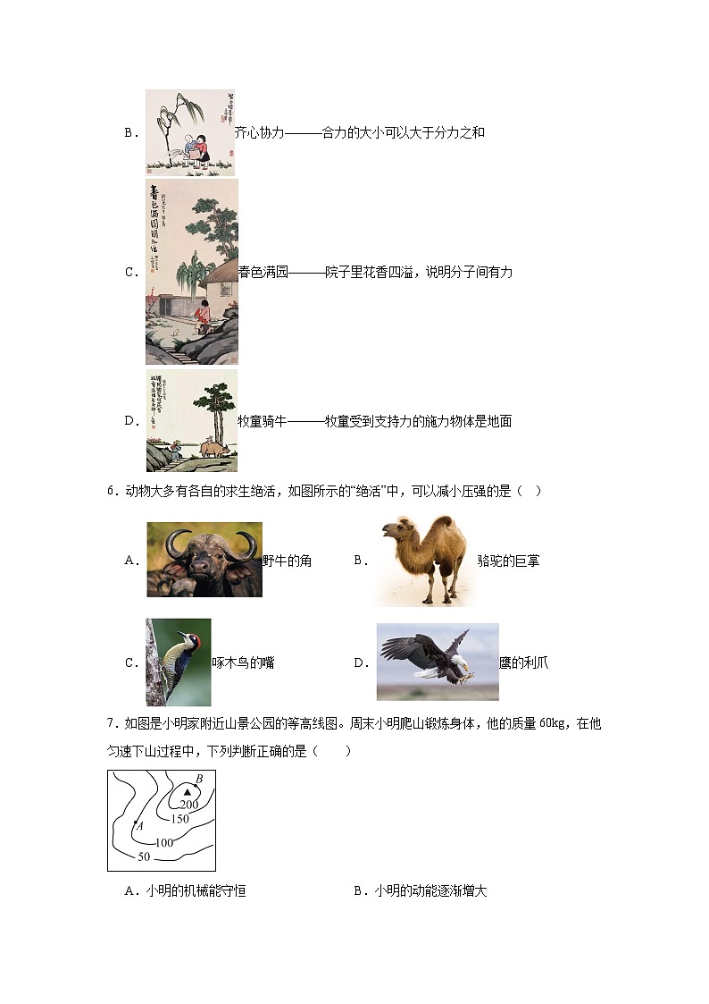 2025年山东省菏泽市曹县中考第一次模拟考试物理试题（4月）（附答案解析）第2页