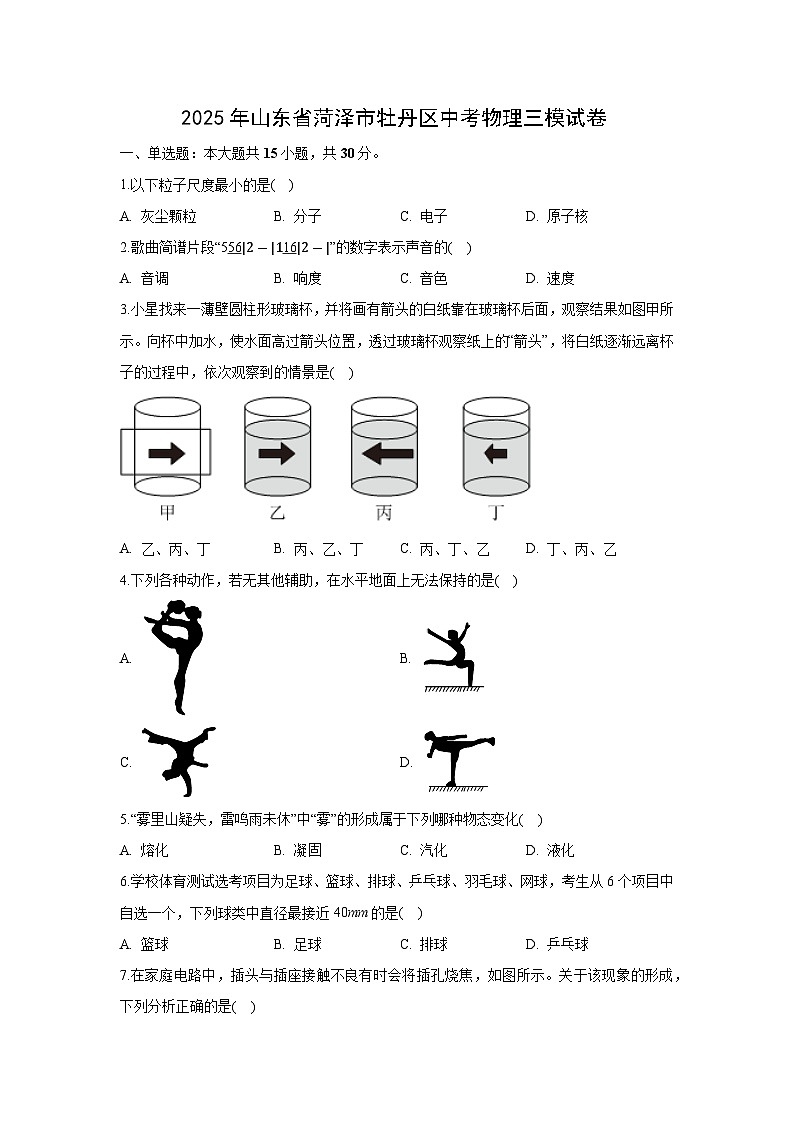 2025年山东省菏泽市牡丹区中考三模物理试题（解析版）第1页