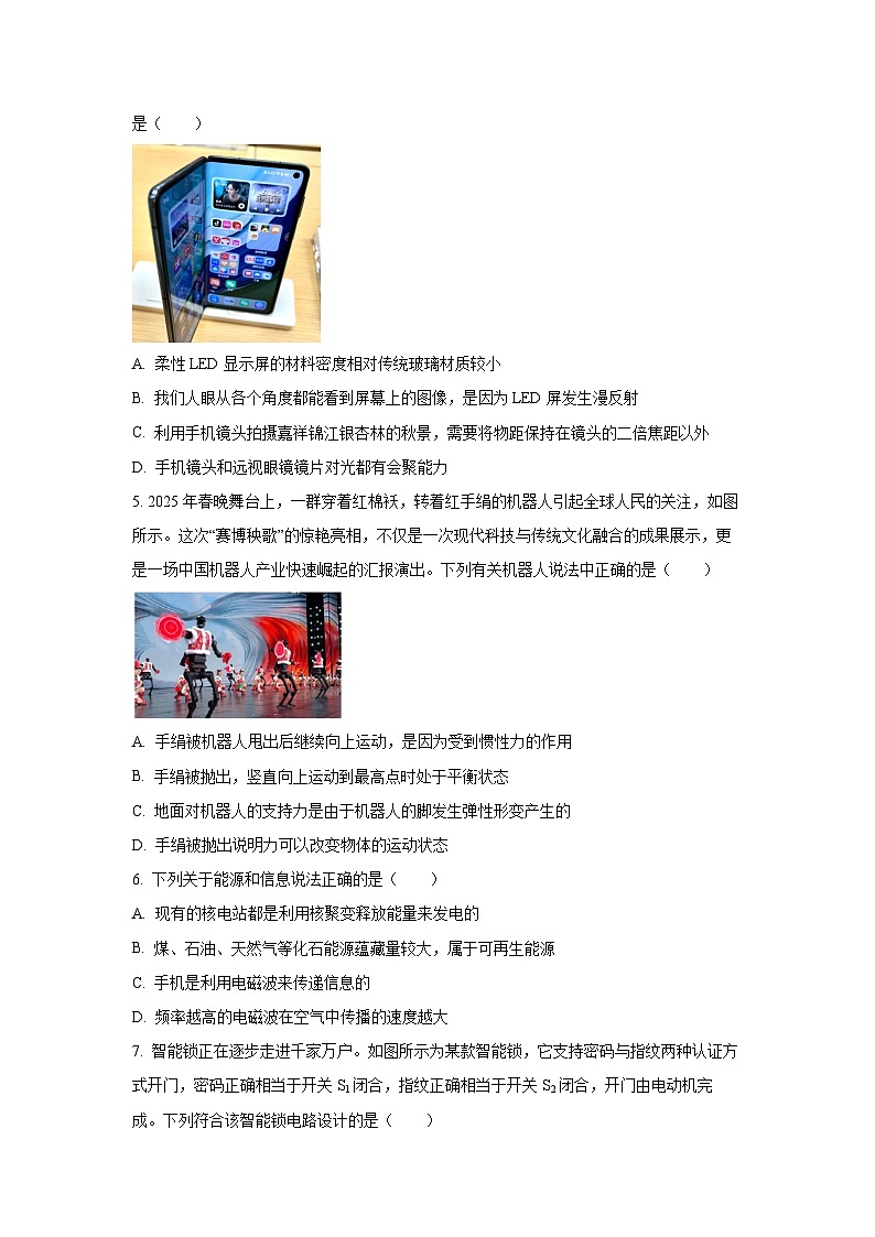 2025年四川省广安市邻水县中考二模物理试题第2页