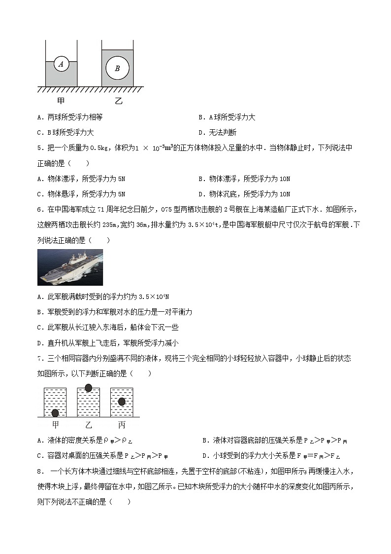 2026年中考物理一轮重点难点一遍过专题训练-浮力（附答案解析）第3页