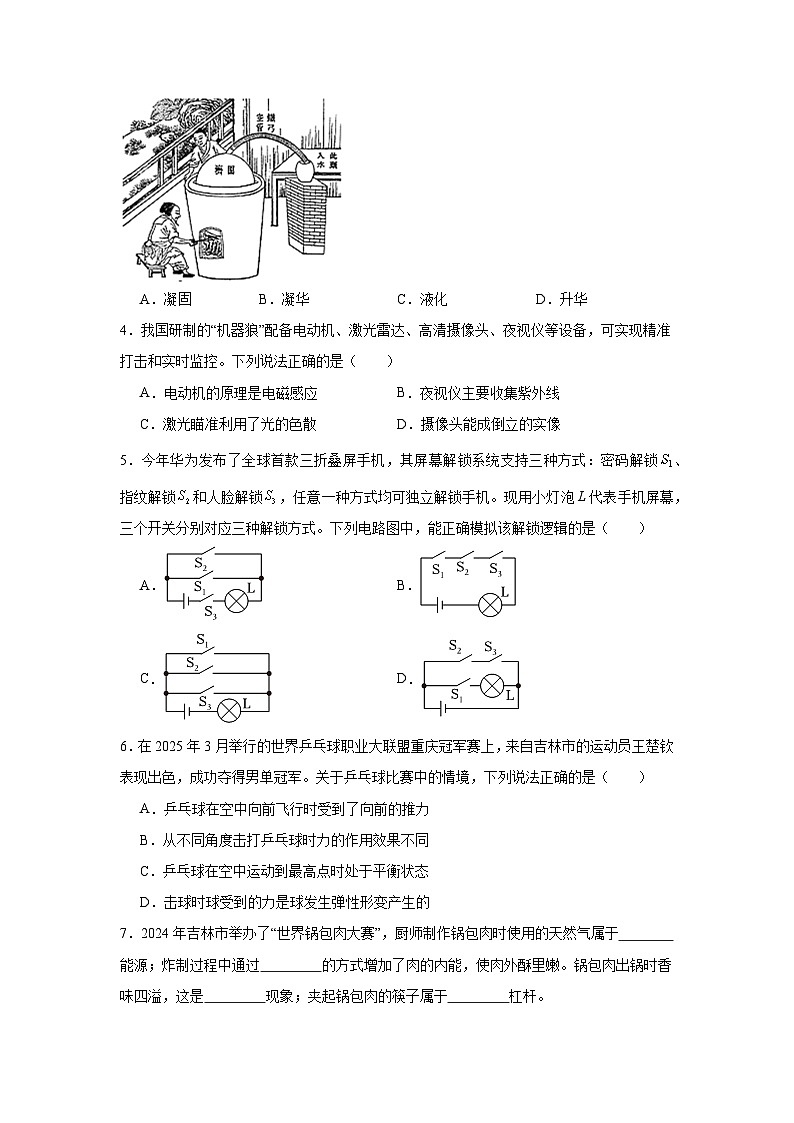 2025年吉林省吉林市中考物理一模试卷（无答案）第2页