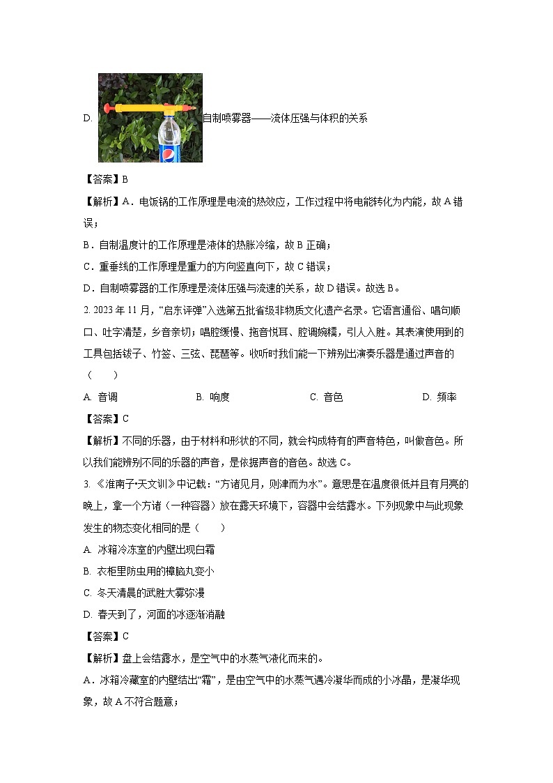 山东省日照市五莲县2024-2025学年九年级下学期期中考试物理试题（解析版）第2页