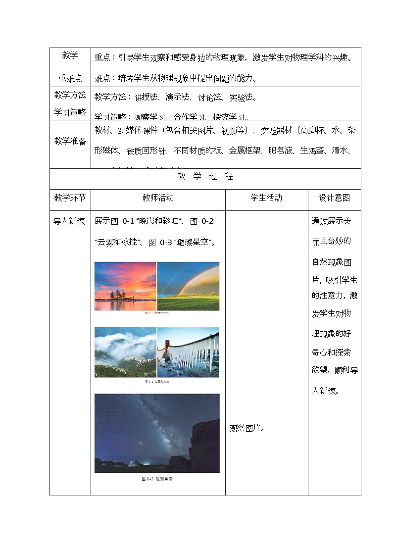 苏科版（2024）八年级上册物理 引言 教案【表格式】第2页