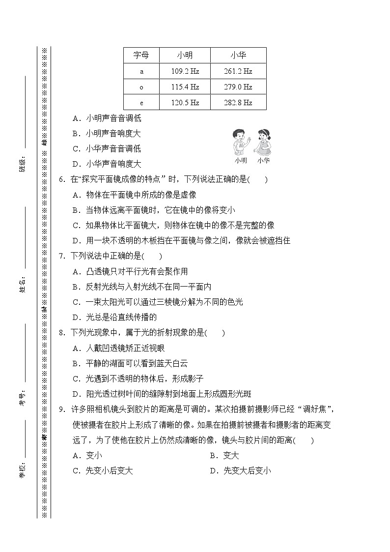 2024-2025学年八年级上册物理期中综合测试卷（含答案）第2页