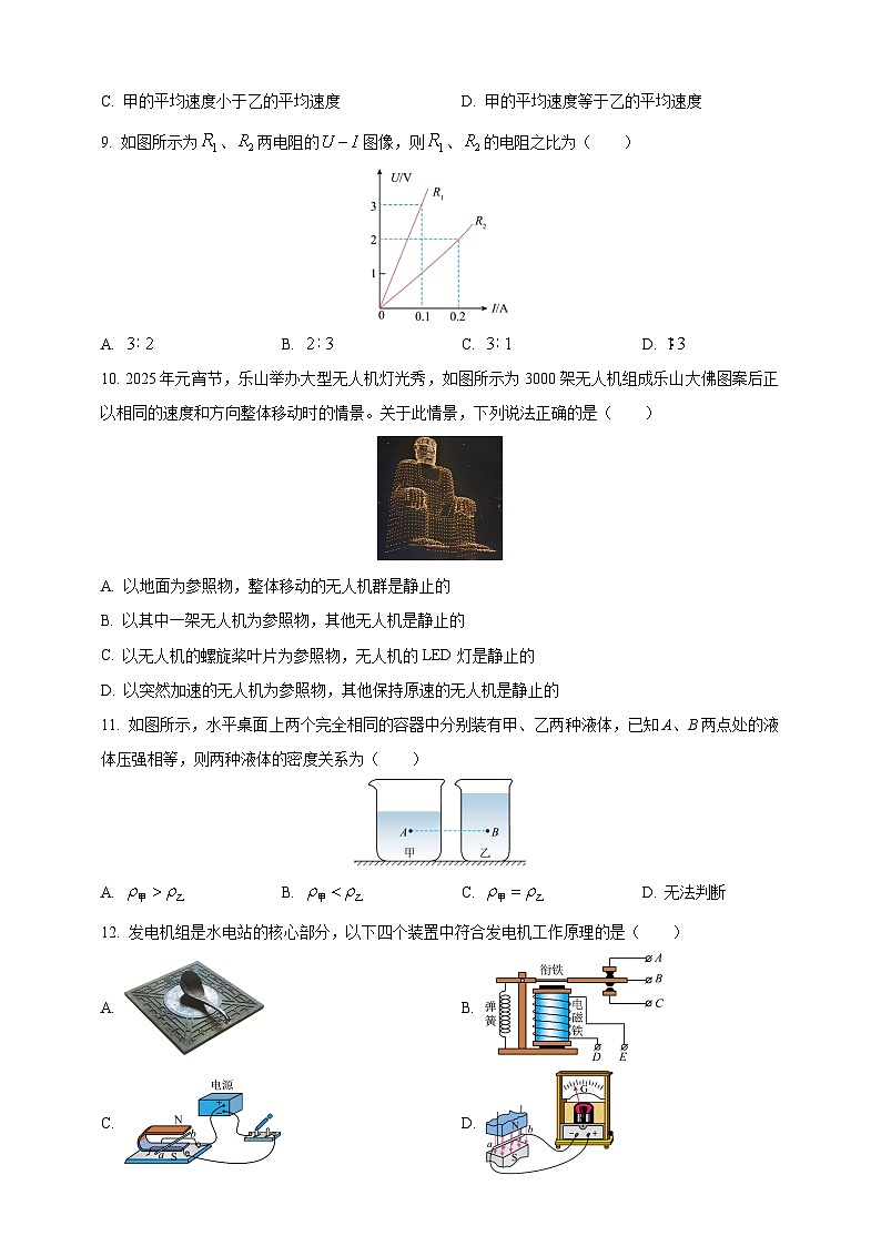 2025年四川省乐山市中考物理真题（原卷版）第3页