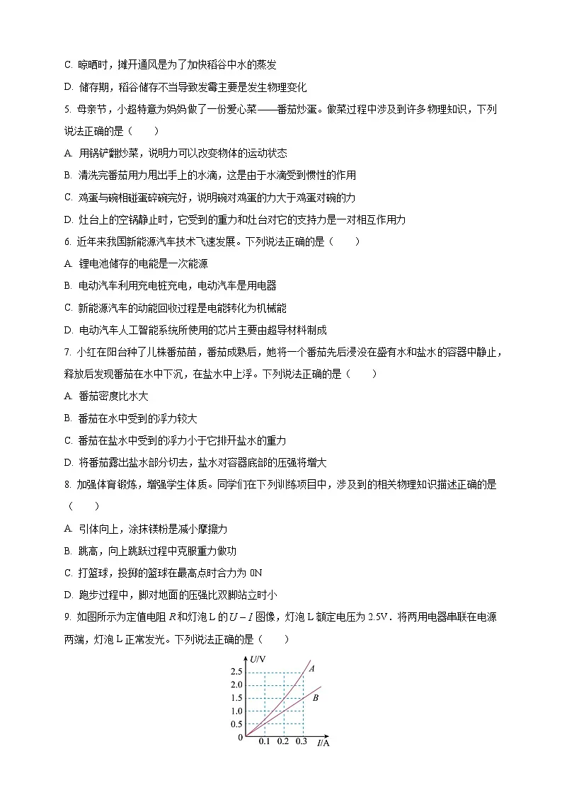 2025年四川省达州市中考物理真题（原卷版）第2页