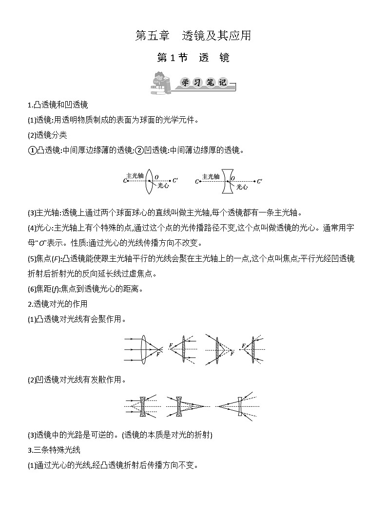 第五章　透镜及其应用 同步练习（含答案）人教版物理八年级上册第1页