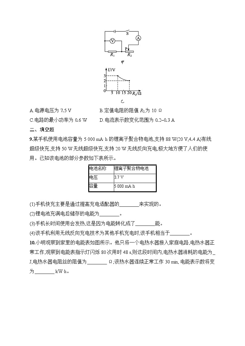 人教版（2024）物理九年级全一册 第十八章 电功率章节综合测试（试卷含答案）第3页