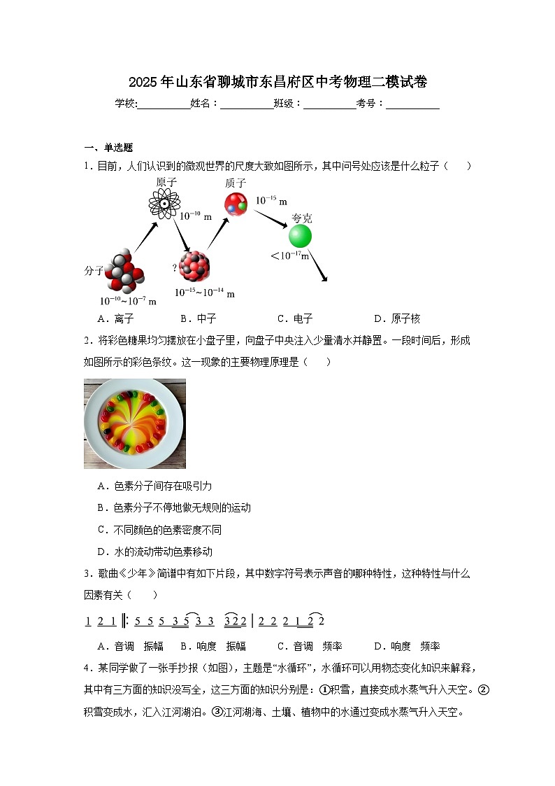 2025年山东省聊城市东昌府区中考物理二模试卷（附答案解析）第1页