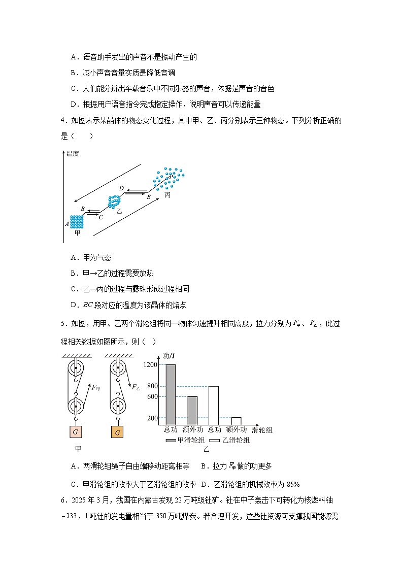 2025年内蒙古赤峰市克什克腾旗中考物理模拟试卷（附答案解析）第2页