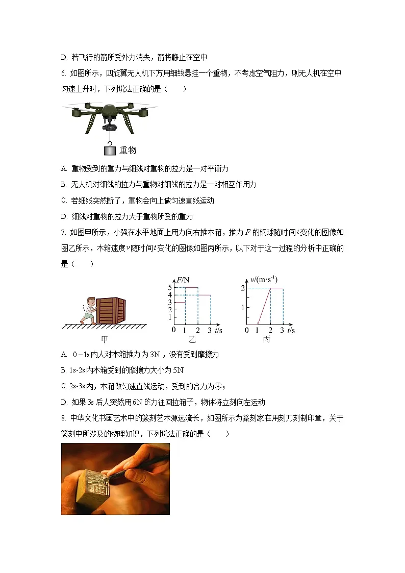 广东省深圳市福田区2024-2025学年八年级下学期期中质量检测物理试卷（学生版）第3页