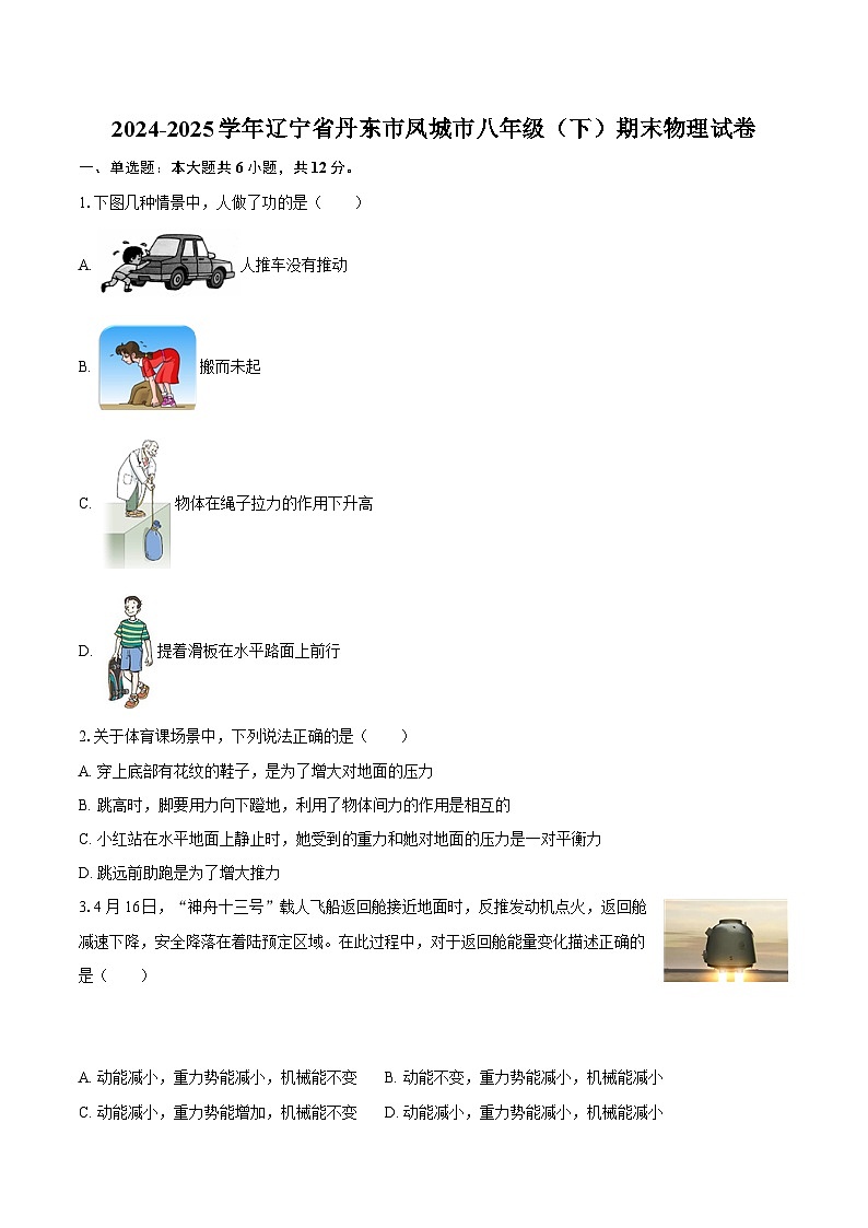 2024-2025学年辽宁省丹东市凤城市八年级（下）期末物理试卷-自定义类型第1页