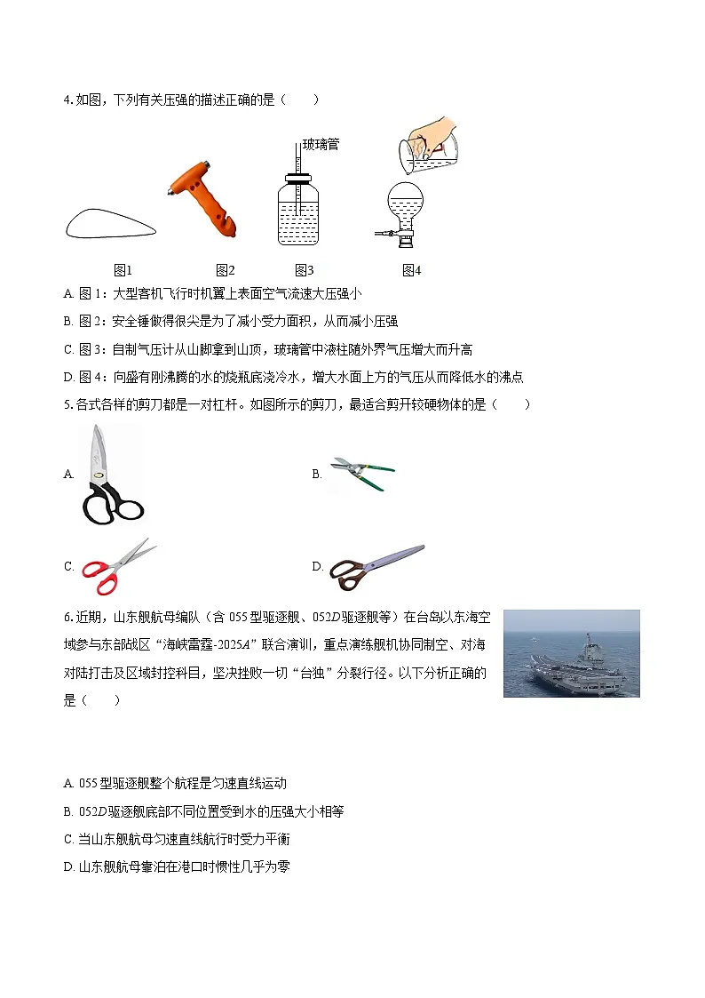 2024-2025学年湖北省黄冈市浠水县八年级（下）期末物理试卷-自定义类型第2页