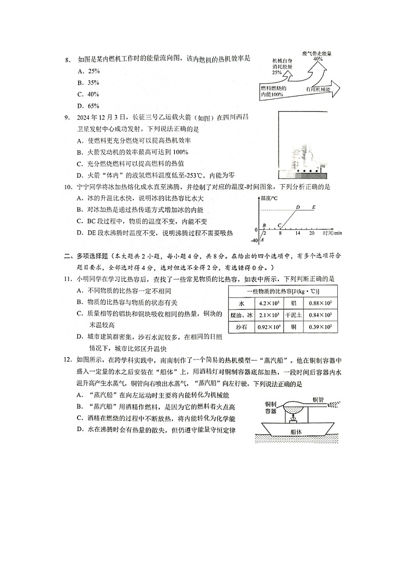 广西壮族自治区南宁市江南区联考2025-2026学年九年级上学期9月月考（图片版）物理试卷第2页
