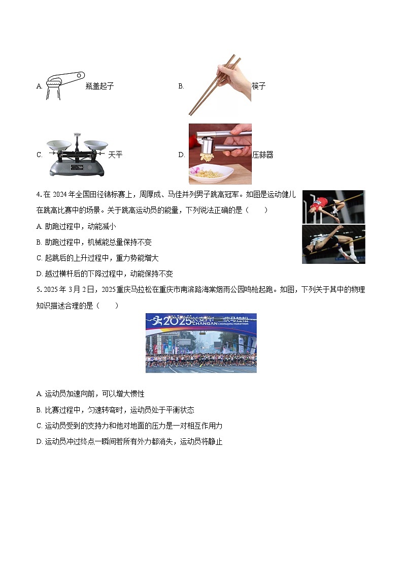 2024-2025学年重庆市育才中学八年级（下）第六次月考物理试卷-自定义类型第2页