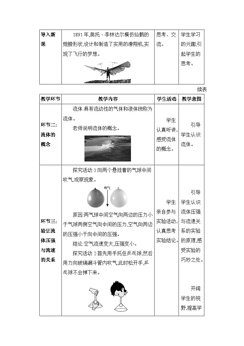 2026年春人教版八年级物理下册 第5节  流体压强与流速的关系（教案）第2页