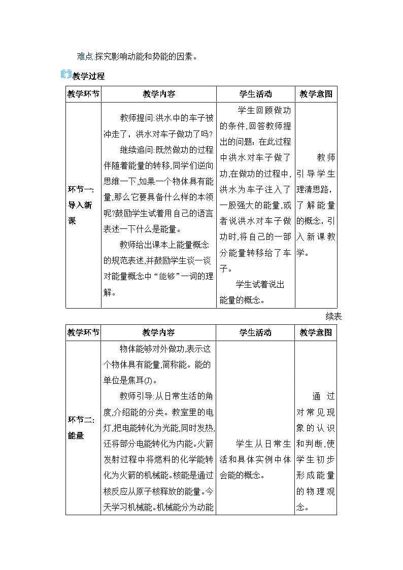 2026年春人教版八年级物理下册 第3节 动能和势能（教案）第2页